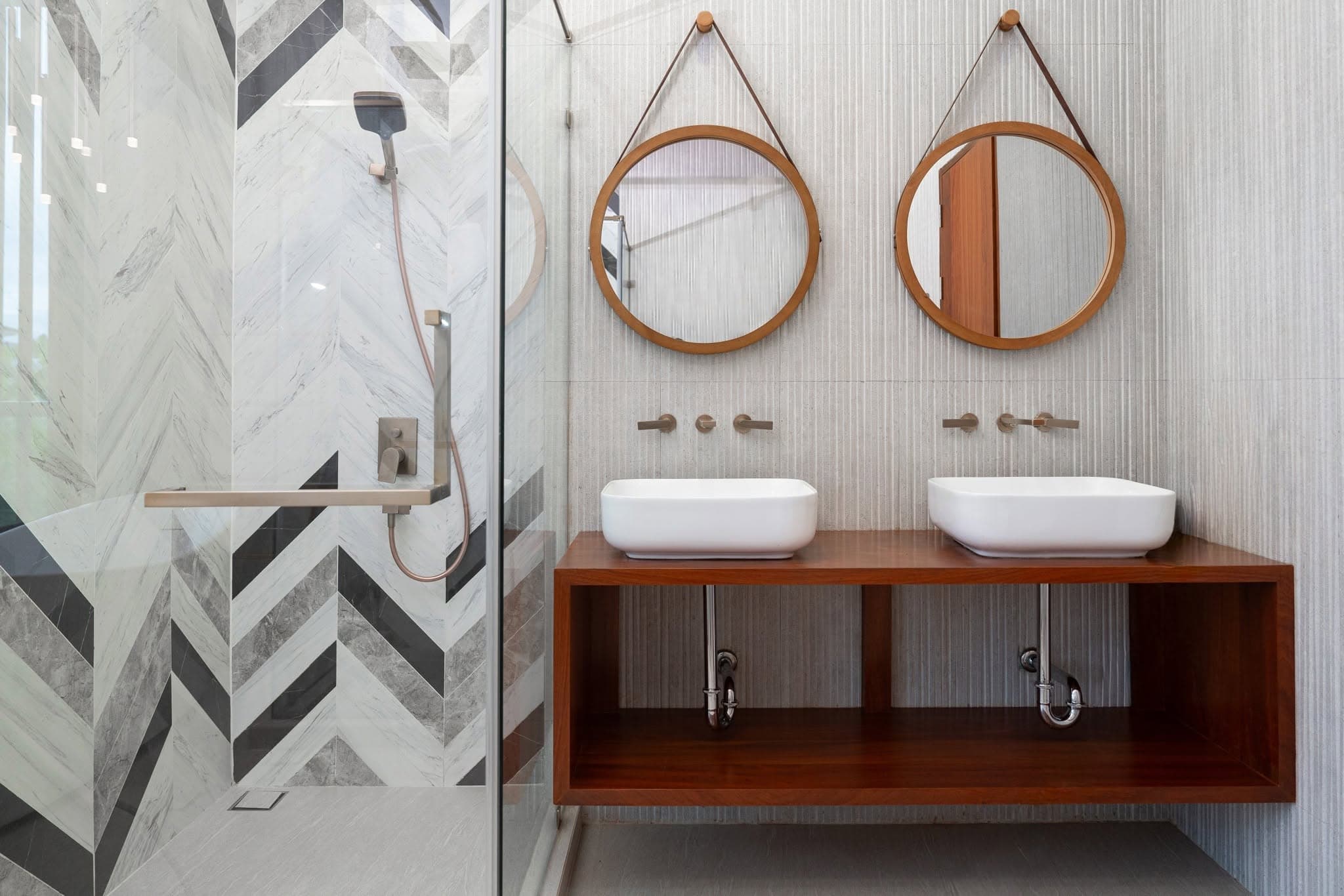Bathroom with dual vanity
